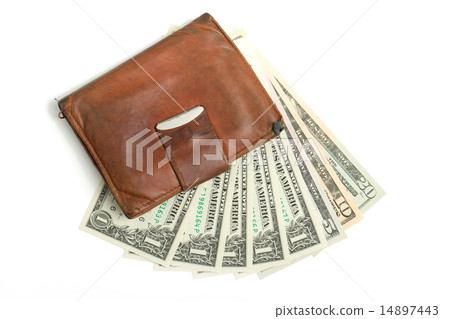 leather wallet with money 14897443