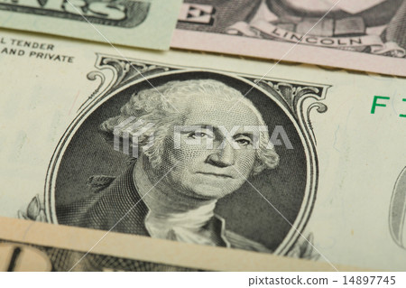 Macro of George Washington on USA dollar banknote 14897745