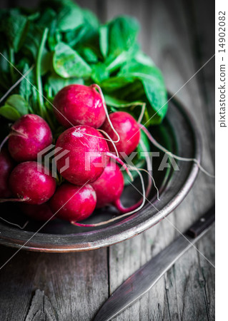 Radish on wooden background Radish on wooden background 14902082
