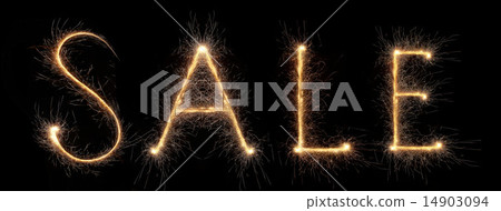 Sale label isolated on black collected from sparks 14903094