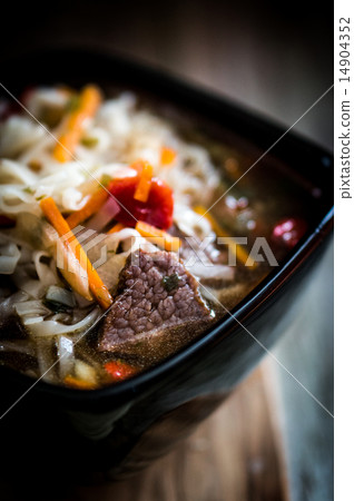 Pho soup on wooden background 14904352