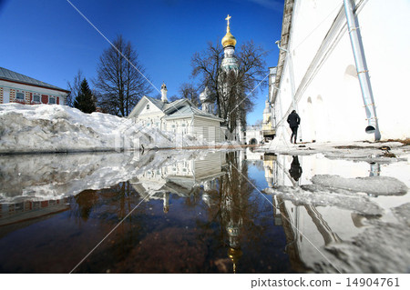 church against the blue sky in spring church against the blue sky in spring 14904761