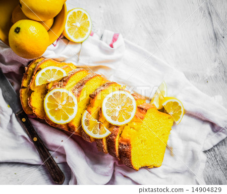 Lemon cake on rustic background 14904829