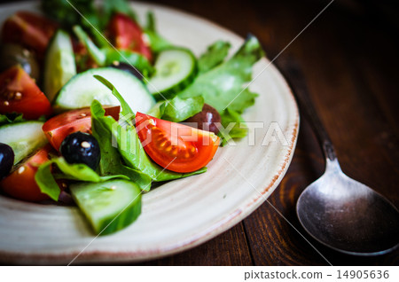 Vegetable salad on wooden background 14905636