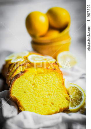 Lemon cake on rustic background 14907291