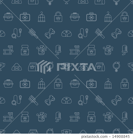 pet line icon pattern set 14908845