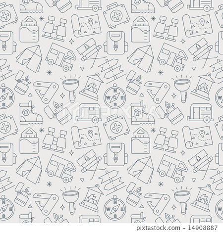 camping line icon pattern set - Stock Illustration [14908887] - PIXTA