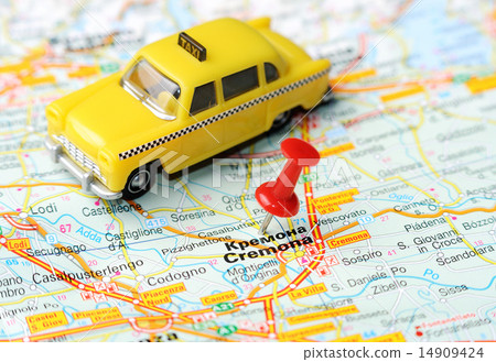 Stock Photo: Kremona Italy map taxi