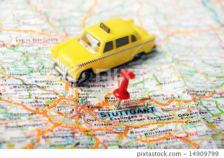 Stock Photo: Stuttgart,Germany map taxi