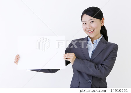 A woman with a white board A woman with a white board 14910961