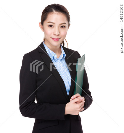 Business woman with clipboard 14912108