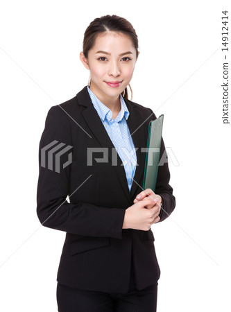 Asian Businesswoman with clipboard 14912414