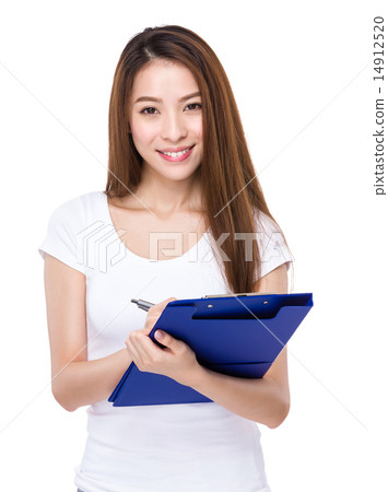 Woman take note on clipboard Woman take note on clipboard 14912520