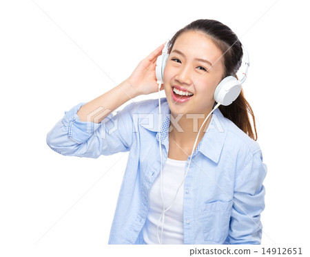 Woman with headphone Woman with headphone 14912651