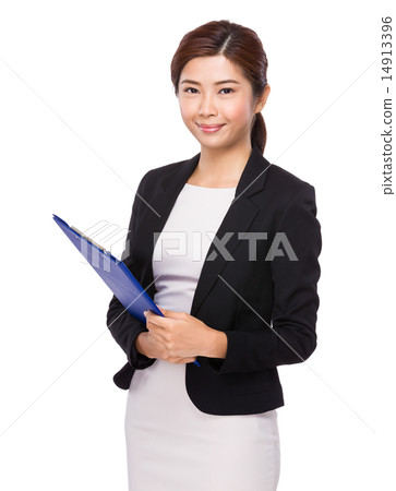 Asian businesswoman with clipboard Asian businesswoman with clipboard 14913396