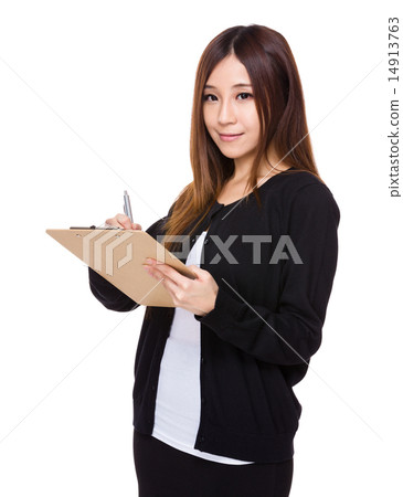 Woman write on clipboard 14913763