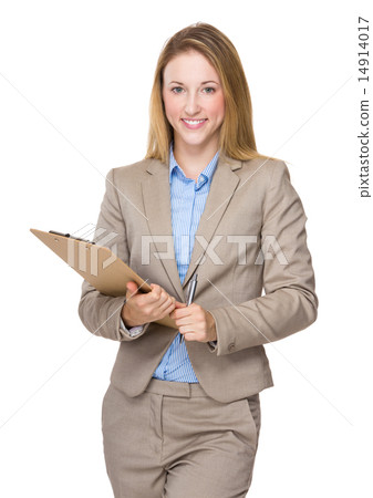 Businesswoman take note on clipboard Businesswoman take note on clipboard 14914017