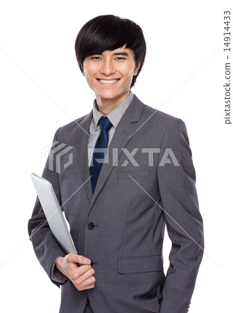 Businessman with laptop computer Businessman with laptop computer 14914433