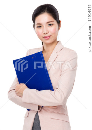 Asian businesswoman hold with clipboard Asian businesswoman hold with clipboard 14914973