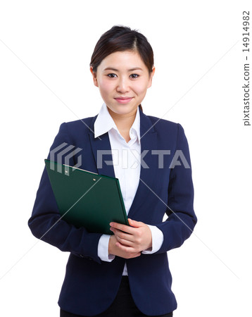 Business woman with clipboard 14914982