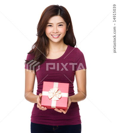 Asian woman hold with giftbox Asian woman hold with giftbox 14915039