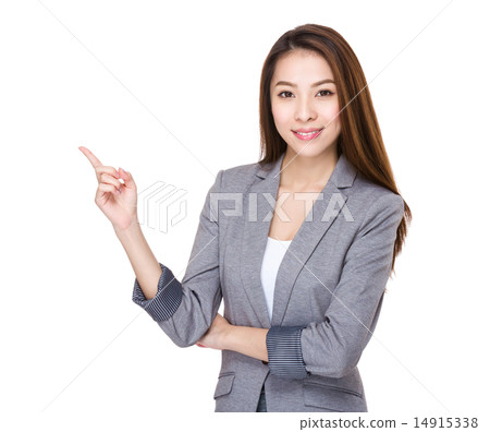 Businesswoman with finger point up 14915338