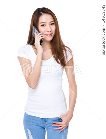 Woman talk to cellphone Woman talk to cellphone 14915345