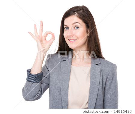 Business woman with ok sign 14915453