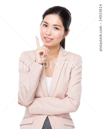 Businesswoman with finger point up Businesswoman with finger point up 14915614