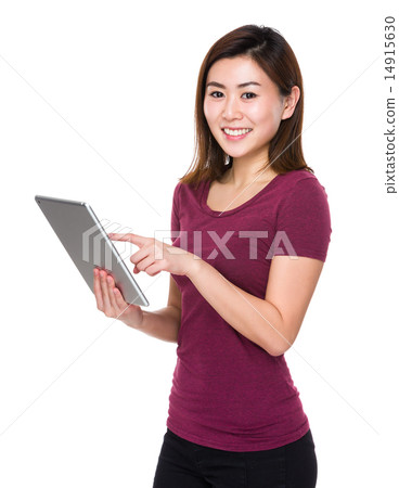 Asian woman use of tablet Asian woman use of tablet 14915630