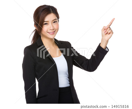Businesswoman with finger point up Businesswoman with finger point up 14915816
