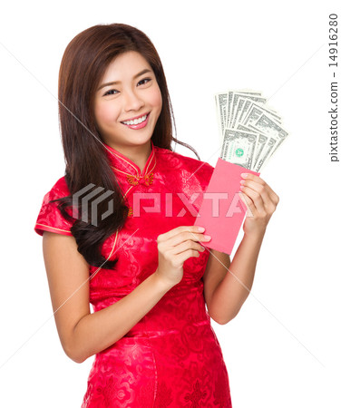 Woman hold with lucky money with USD Woman hold with lucky money with USD 14916280