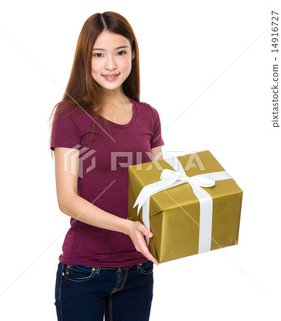 Chinese woman hold with big gift Chinese woman hold with big gift 14916727