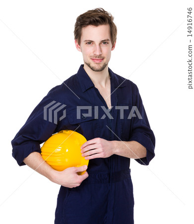 Construction worker hold with helmet 14916746