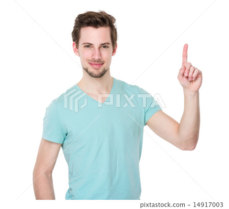 Young man with finger point up 14917003