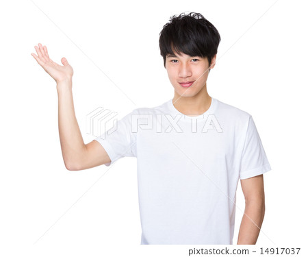 Man with hand presentation Man with hand presentation 14917037