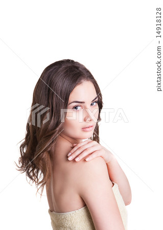 Portrait of pretty woman wearing towel Portrait of pretty woman wearing towel 14918128