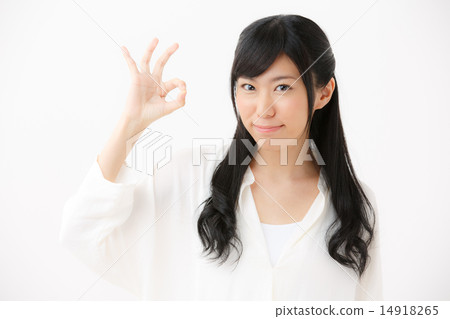 OK sign · young lady 14918265