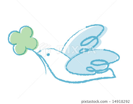 三葉草和拍打鳥蠟筆觸摸 三葉草和拍打鳥蠟筆觸摸 14918292