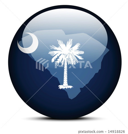 Map on flag button of USA South Carolina State - Stock Illustration ...