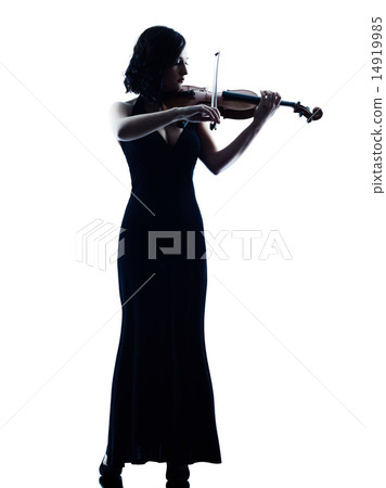 Violinist woman slihouette isolated  14919985