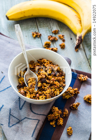 banana granola with nuts, figs and honey banana granola with nuts, figs and honey 14922075