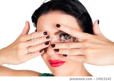 Woman covering eyes Woman covering eyes 14923242