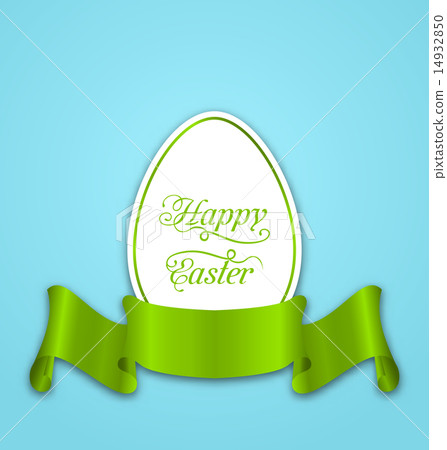 Label with ribbon as Easter paper egg Label with ribbon as Easter paper egg 14932850