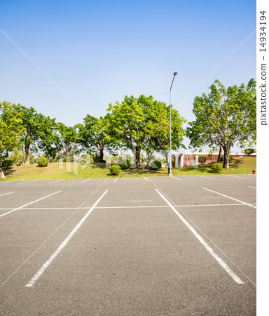 Empty space parking lot outdoor in public park. 14934194