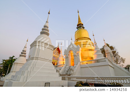 The golden pagoda at Suan Dok Temple , Thailand. The golden pagoda at Suan Dok Temple , Thailand. 14934258