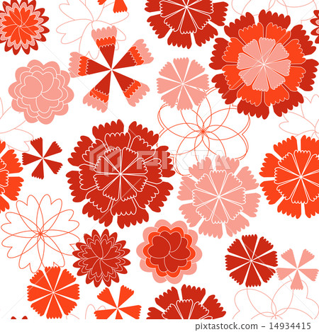 Seamless pattern of red carnation (white background) Seamless pattern of red carnation (white background) 14934415