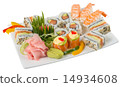 Mixed sushi platter isolated on white background 14934608