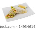 Salmon tortilla wrap on isolated white background 14934614