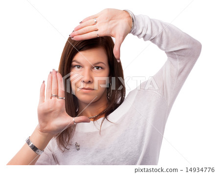 Pretty woman with frame gesture Pretty woman with frame gesture 14934776